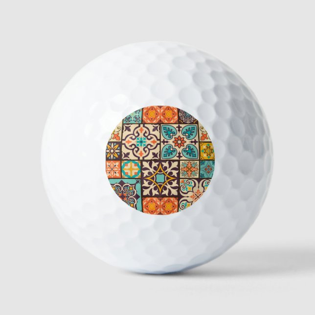Farbenfrohe Patchwork-Islam-Motive Kachel Golfball (Vorderseite)