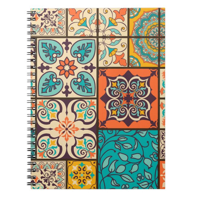 Farbenfrohe Patchwork Islamische Majolika Notizblock (Vorderseite)