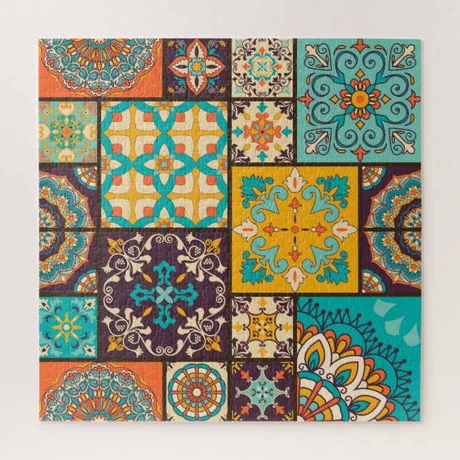 Farbenfrohe Patchwork Islamische Tile Nahtlos (Vertikal)
