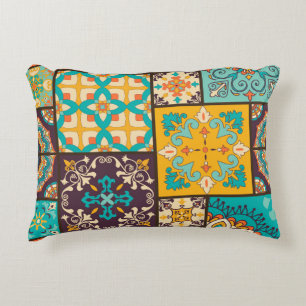 Farbenfrohe Patchwork Islamische Tile Nahtlos Dekokissen