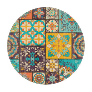 Farbenfrohe Patchwork Islamische Tile Nahtlos Schneidebrett