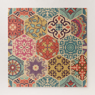 Farbenfrohe Patchwork-Kachel Islamische Motive