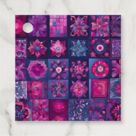 Farbenfrohe Patchwork Quilt Art Gift Tags Geschenkanhänger