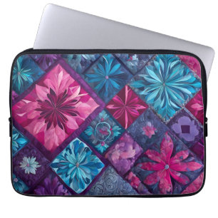 Farbenfrohe Patchwork Quilt Art Laptop Case
