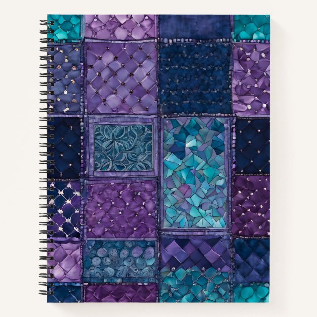 Farbenfrohe Patchwork Quilt Art Spiral Notebook Notizbuch (Vorderseite)