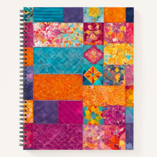 Farbenfrohe Patchwork Quilt Art Spiral Notebook Notizbuch