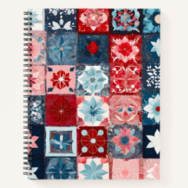 Farbenfrohe Patchwork Quilt Art Spiral Notebook Notizbuch