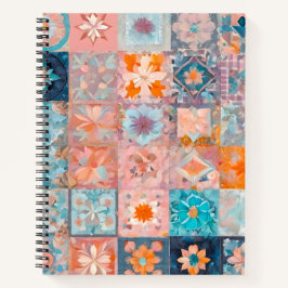 Farbenfrohe Patchwork Quilt Art Spiral Notebook Notizbuch
