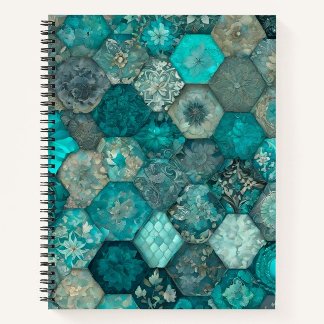 Farbenfrohe Patchwork Quilt Art Spiral Notebook Notizbuch (Vorderseite)