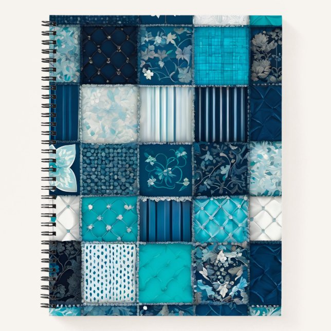 Farbenfrohe Patchwork Quilt Art Spiral Notebook Notizbuch (Vorderseite)