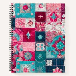 Farbenfrohe Patchwork Quilt Art Spiral Notebook Notizbuch