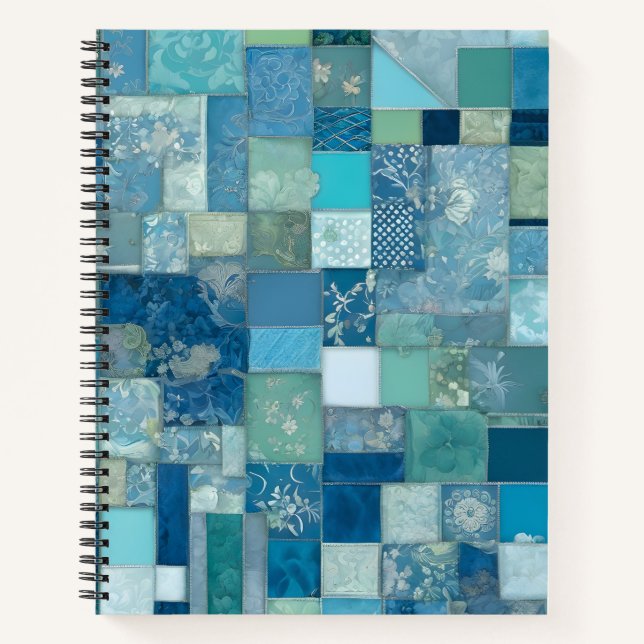 Farbenfrohe Patchwork Quilt Art Spiral Notebook Notizbuch (Vorderseite)