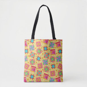 Farbenfrohe Patchwork Quilt Blocks Gelb Tasche