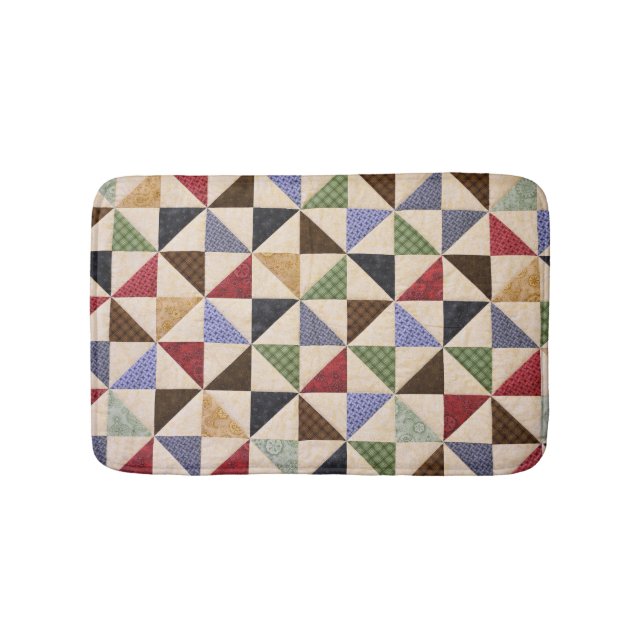 Farbenfrohe Patchwork-Quilt: Blume Textur. Badematte (Vorderseite)