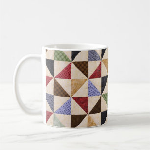 Farbenfrohe Patchwork-Quilt: Blume Textur. Kaffeetasse