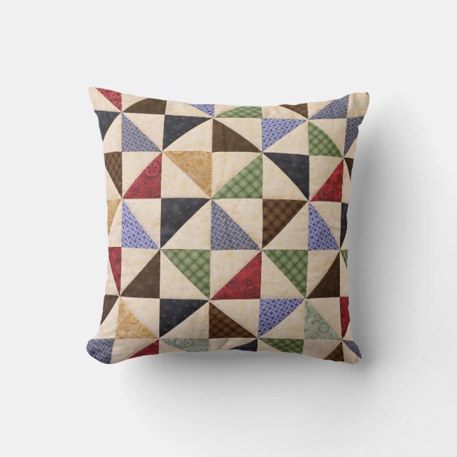 Farbenfrohe Patchwork-Quilt: Blume Textur. Kissen (Vorderseite)