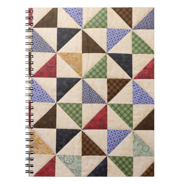 Farbenfrohe Patchwork-Quilt: Blume Textur. Notizblock (Vorderseite)