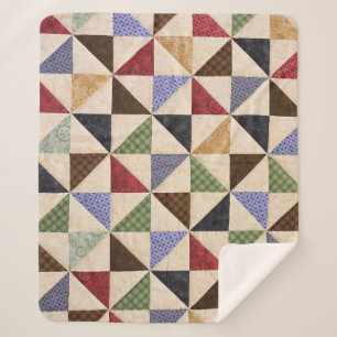 Farbenfrohe Patchwork-Quilt: Blume Textur. Sherpadecke