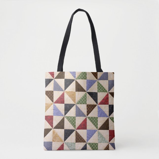 Farbenfrohe Patchwork-Quilt: Blume Textur. Tasche (Vorderseite)