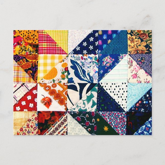 Farbenfrohe Patchwork Quilt Crafty Crafter Postcar Postkarte (Vorderseite)
