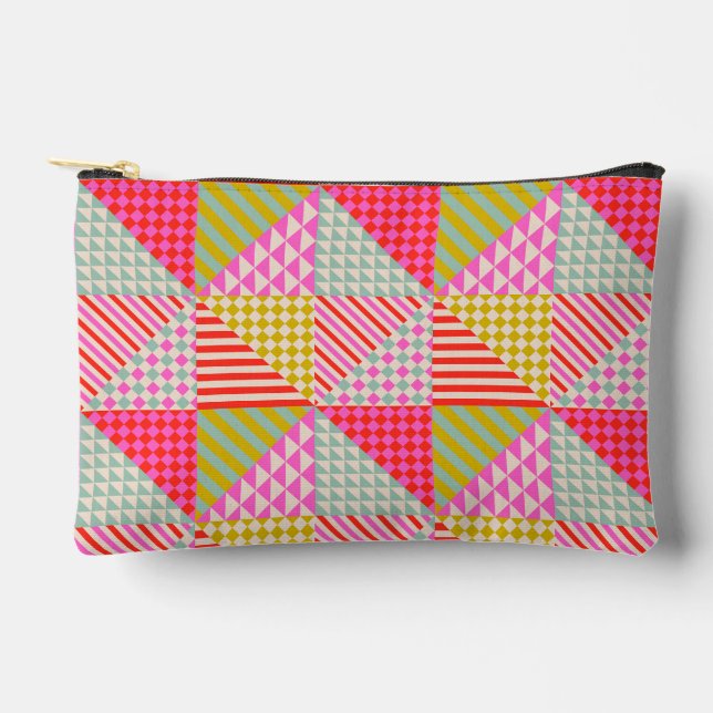 Farbenfrohe Patchwork-Reißverschlusstasche | Schmi Zubehörtasche (Vorderseite)