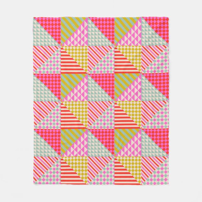 Farbenfrohe Patchwork-Sherpa-Couchdecke Fleecedecke (Vorderseite)