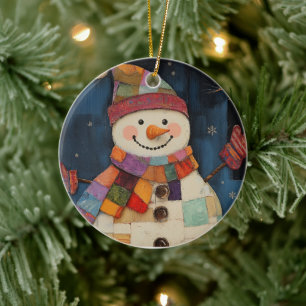 Farbenfrohe Patchwork Snowman Weihnachtsschmuck