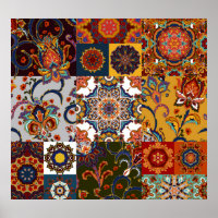 Farbenfrohe Patchwork-Tile: Majolica Pottery Style