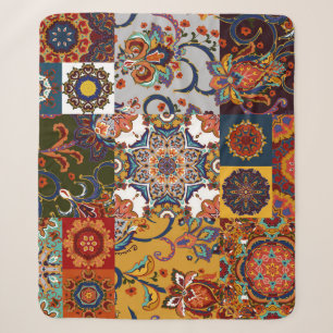 Farbenfrohe Patchwork-Tile: Majolica Pottery Style Sherpadecke