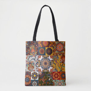 Farbenfrohe Patchwork-Tile: Majolica Pottery Style Tasche