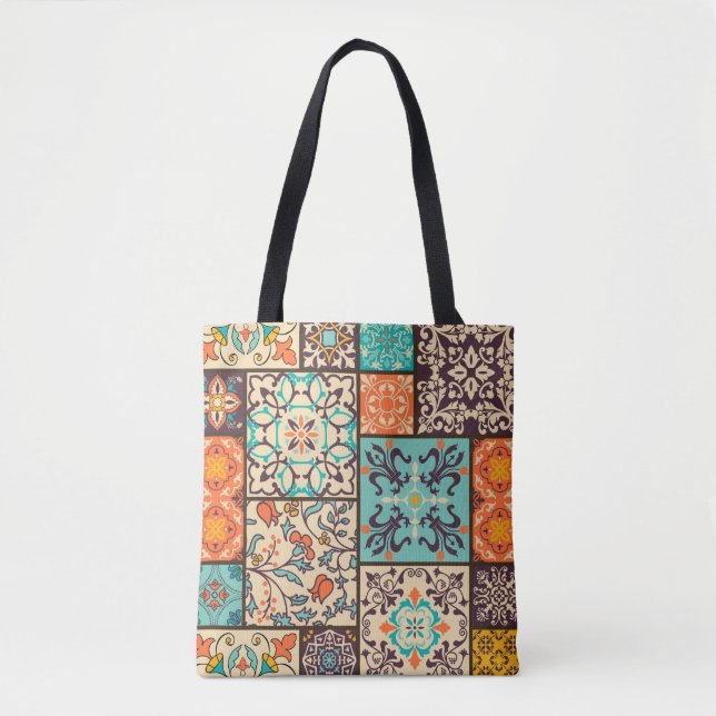 Farbenfrohe Patchwork-Tile: Motive der islamischen Tasche (Vorderseite)