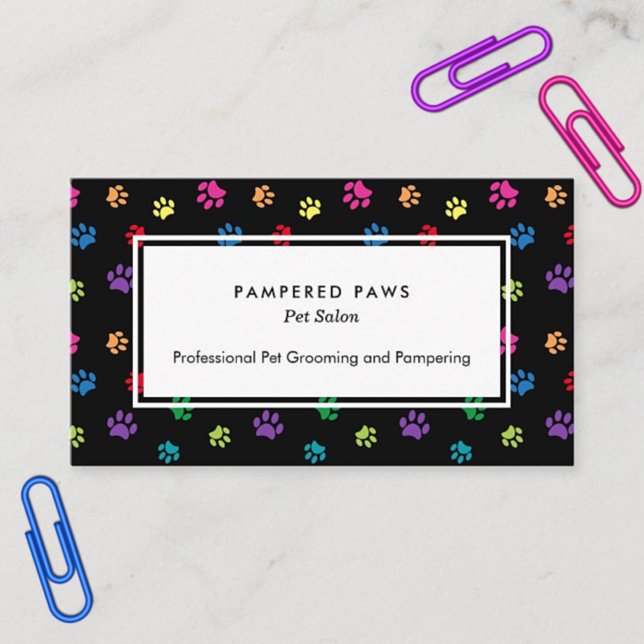 Farbenfrohe Paw druckt Beruflichen Pet Salon Visitenkarte (Von Creator hochgeladen)
