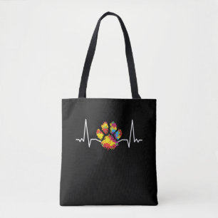 Farbenfrohe Paw Heartbeat-Liebe Tiere Tasche