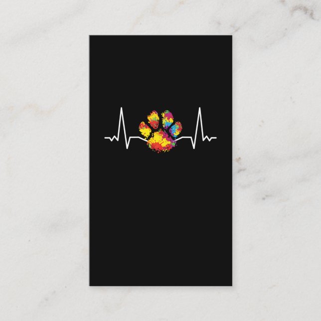 Farbenfrohe Paw Heartbeat-Liebe Tiere Visitenkarte (Vorderseite)