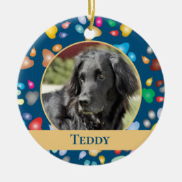 Farbenfrohe Paw Print Pattern Pet Keramik Ornament