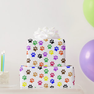 Farbenfrohe Paw Prints   Benutzerdefiniert Geschenkpapier