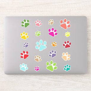 Farbenfrohe Paw Prints Designkleber Aufkleber