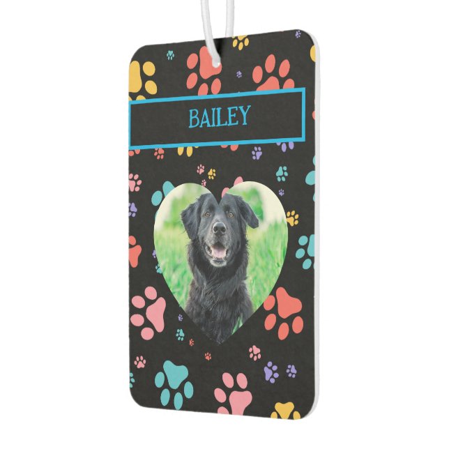 Farbenfrohe Paw Prints Hund Foto Autolufterfrischer (Links)