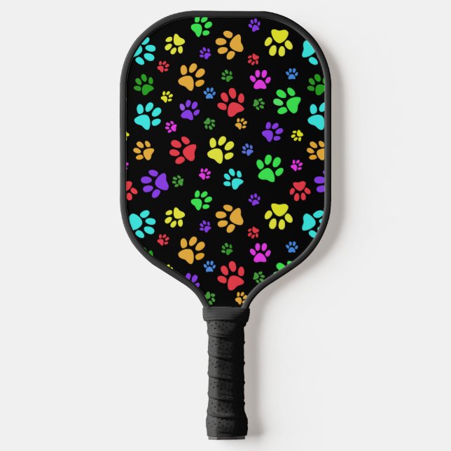 Farbenfrohe Paw PrintsDesign Pickleball Paddel Pickleball Schläger (Vorderseite)