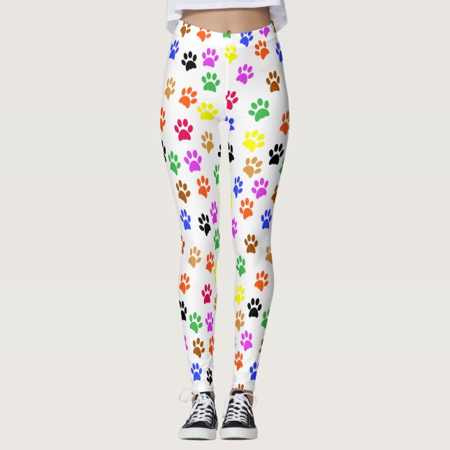 Farbenfrohe Paws Leggings (Vorderseite)