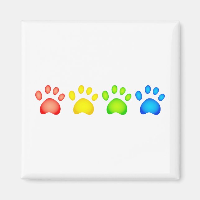 Farbenfrohe Paws Magnet (Vorne)