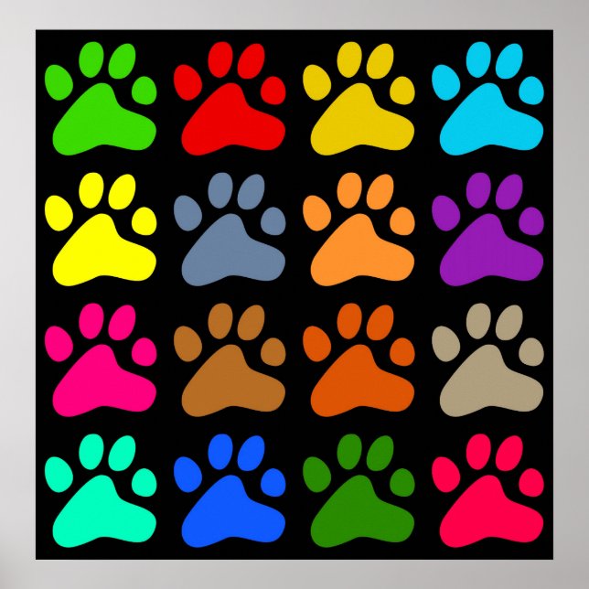 Farbenfrohe Paws Poster (Vorne)