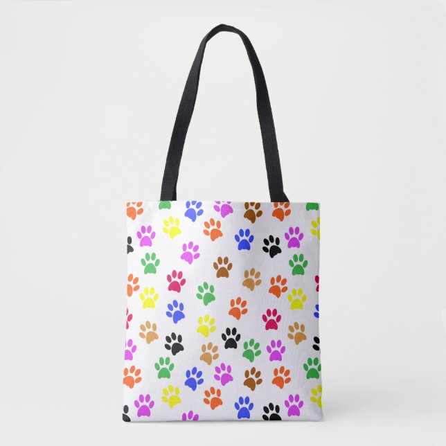 Farbenfrohe Paws Tasche (Vorderseite)