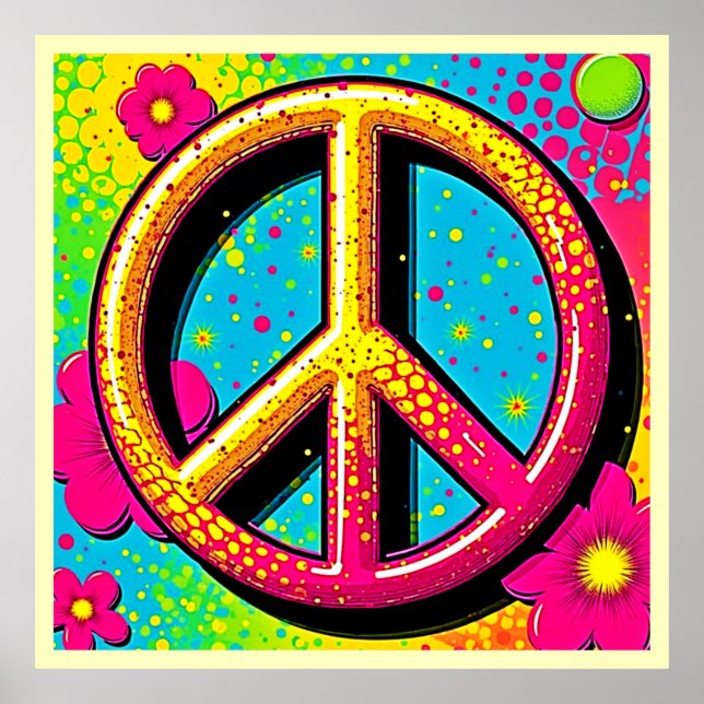 Farbenfrohe Peace & Love Stimmung Poster (Vorne)