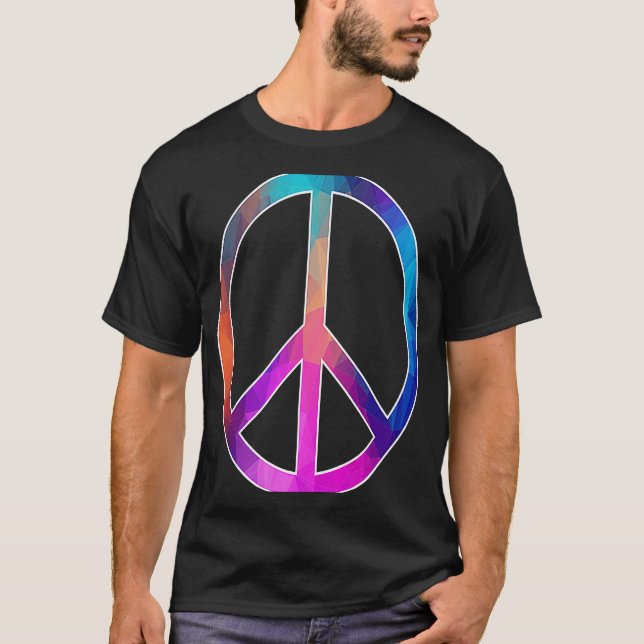 Farbenfrohe Peace Sign Geometric Rainbow Pattern 6 T-Shirt (Vorderseite)
