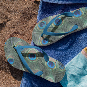 Farbenfrohe Peacock Feather Eyespot Muster Flip Flops