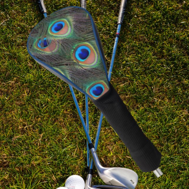 Farbenfrohe Peacock Feather Eyespot Muster Golf Headcover (In Situ Golfing)