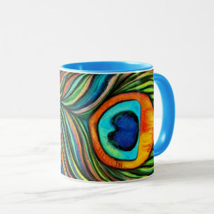 Farbenfrohe Peacock Feuervogel Feather Painting Ta Tasse