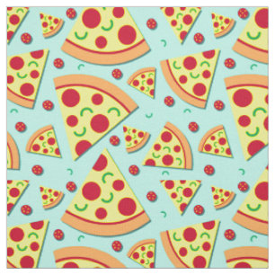 Farbenfrohe Pepperoni Pizza Slices Fun Food Patter Stoff