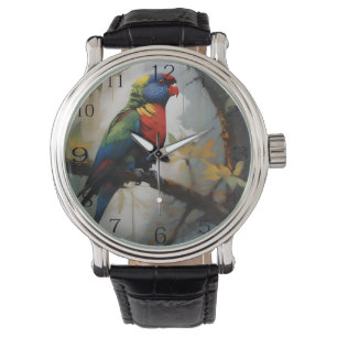 Farbenfrohe Perche: Ein Regenbogengitter im Baum Armbanduhr